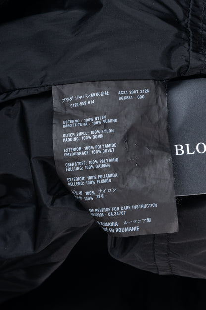 Prada Cream Nylon Embroidered-Logo Quilted Down Puffer