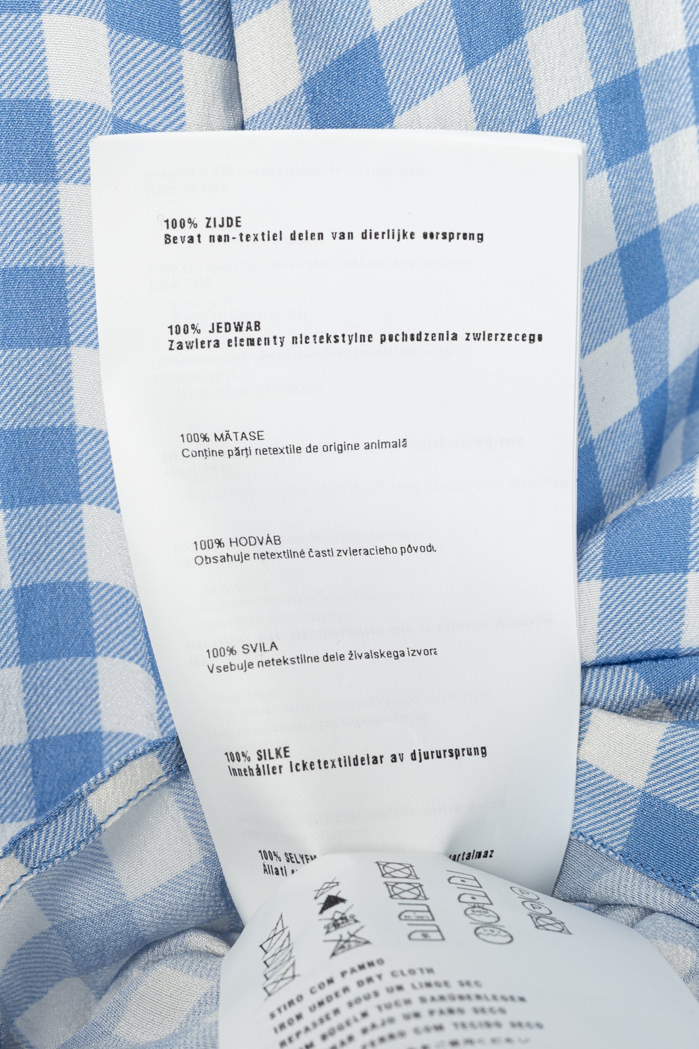 Prada AW13 Blue Gingham Silk Crepe Blouse