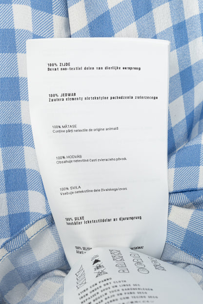 Prada AW13 Blue Gingham Silk Crepe Blouse