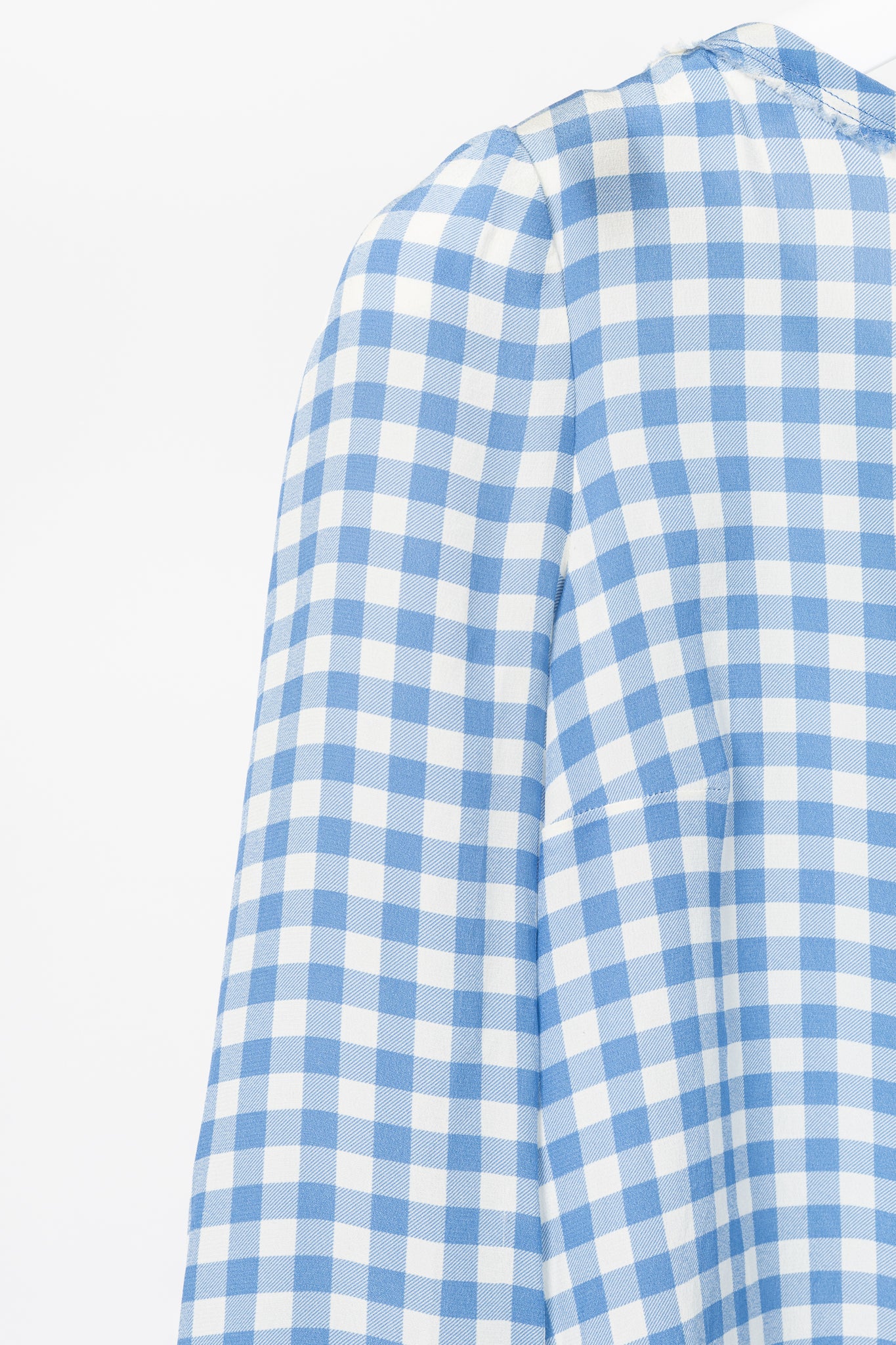 Prada AW13 Blue Gingham Silk Crepe Blouse