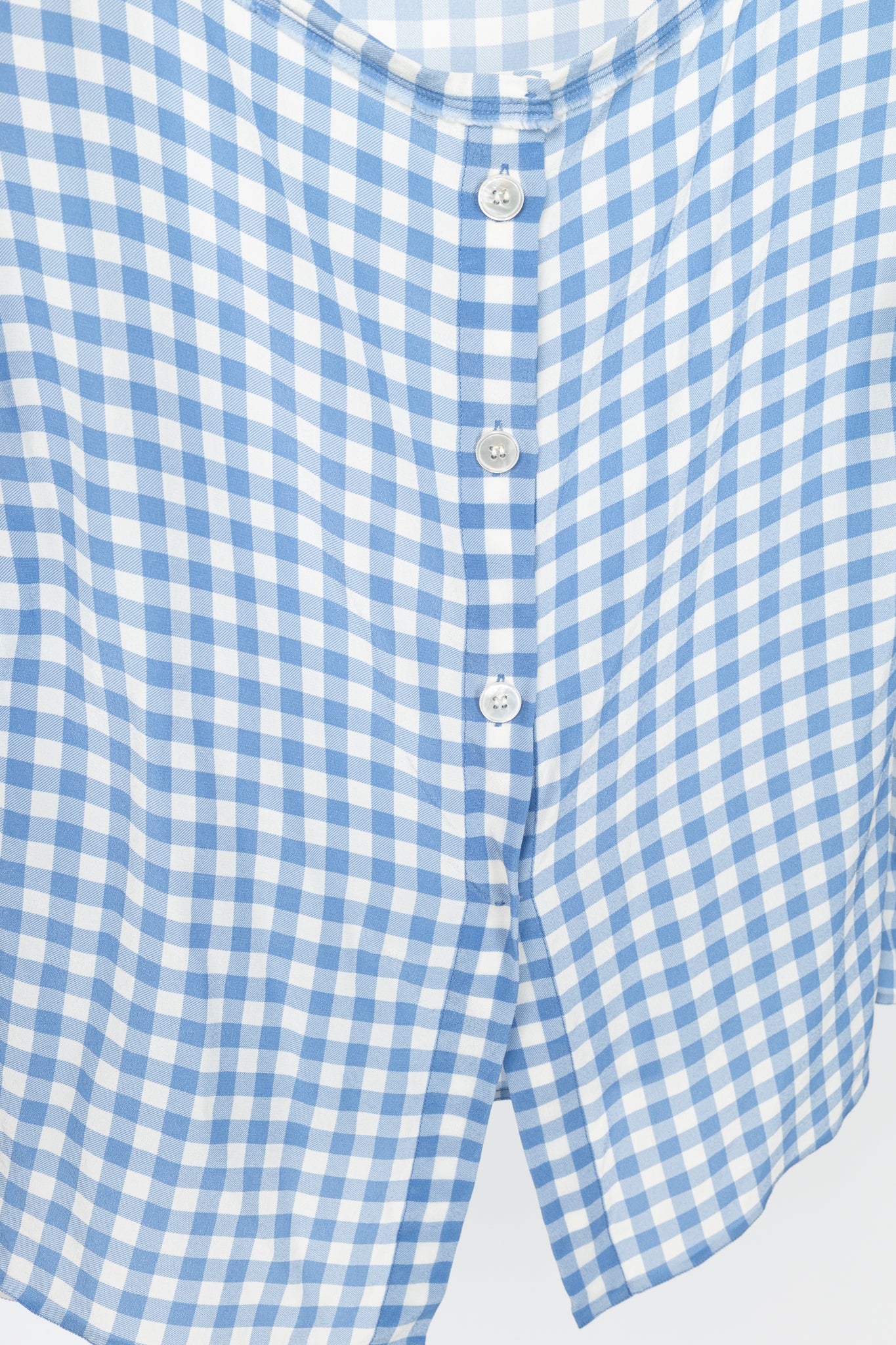 Prada AW13 Blue Gingham Silk Crepe Blouse