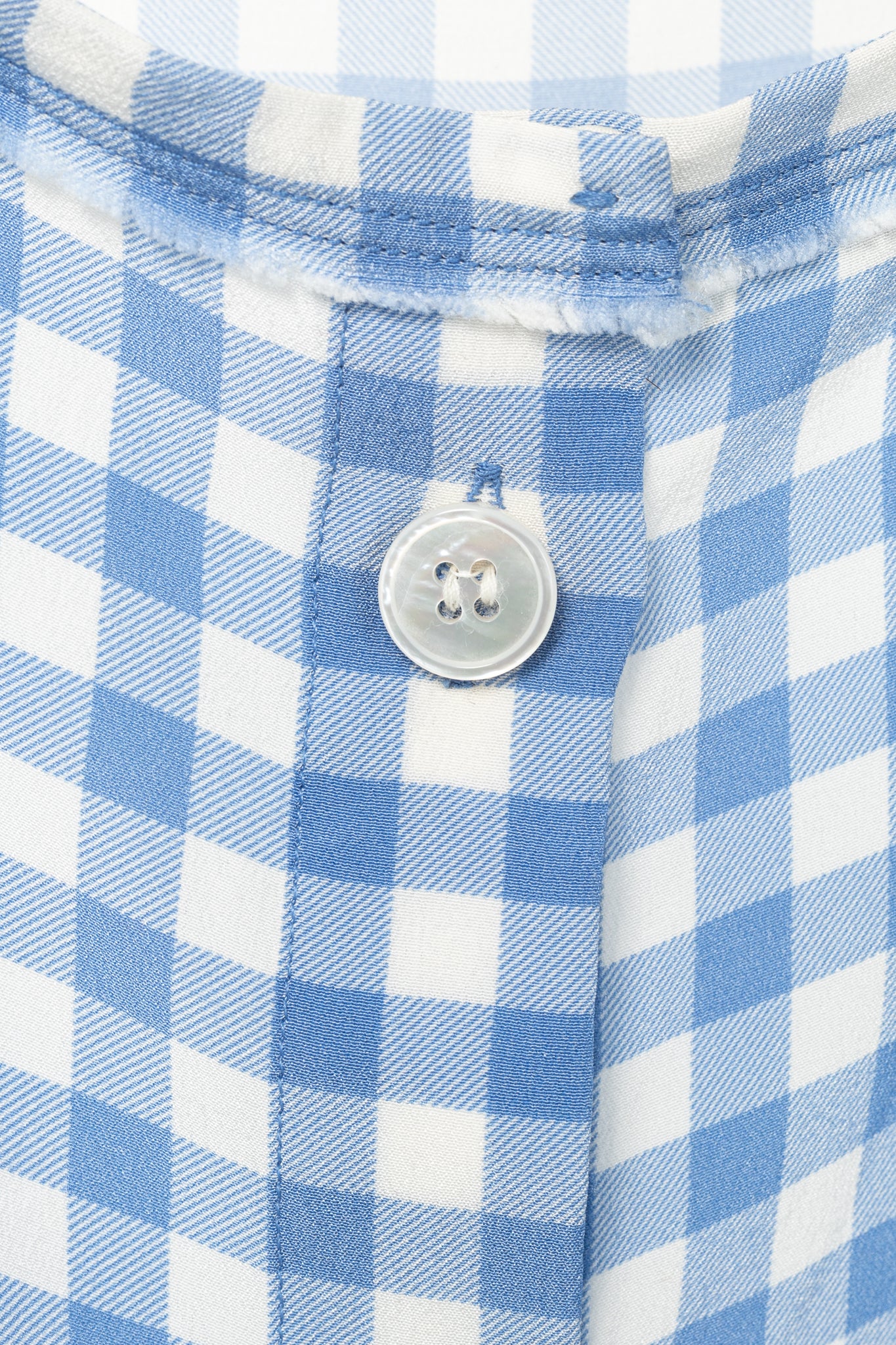 Prada AW13 Blue Gingham Silk Crepe Blouse