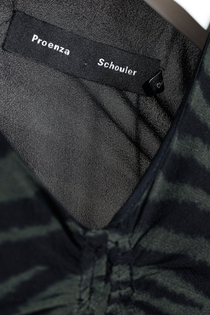 Proenza Schouler Green & Black Zebra Silk Long-Sleeve Dress