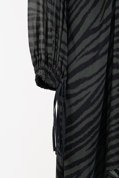 Proenza Schouler Green & Black Zebra Silk Long-Sleeve Dress
