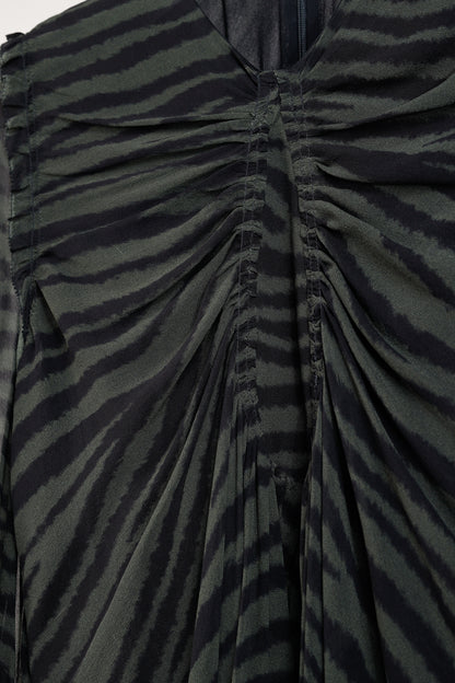 Proenza Schouler Green & Black Zebra Silk Long-Sleeve Dress