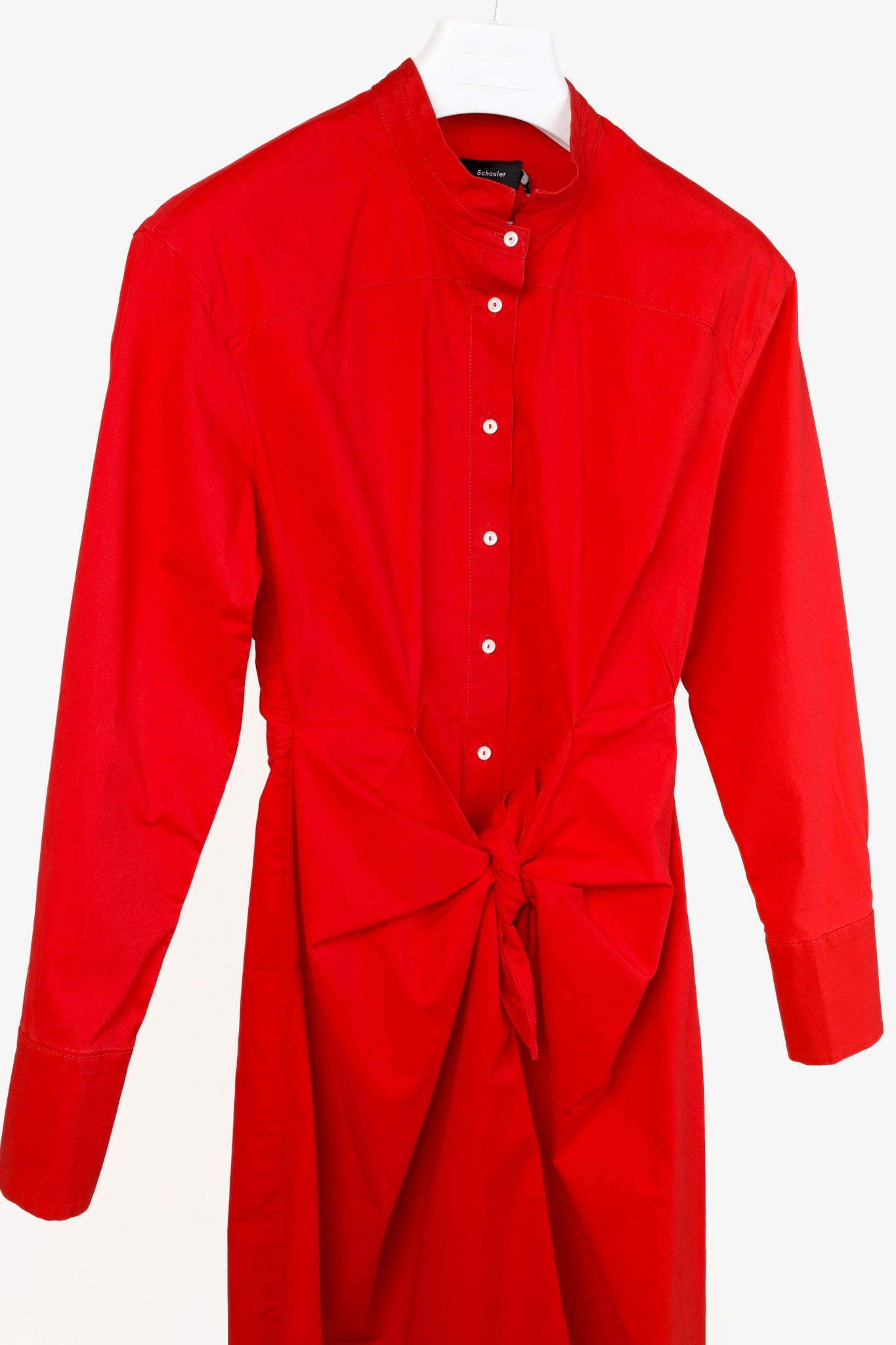 Proenza Schouler Resort 2019 Poppy Poplin Tie-Waist Shirtdress