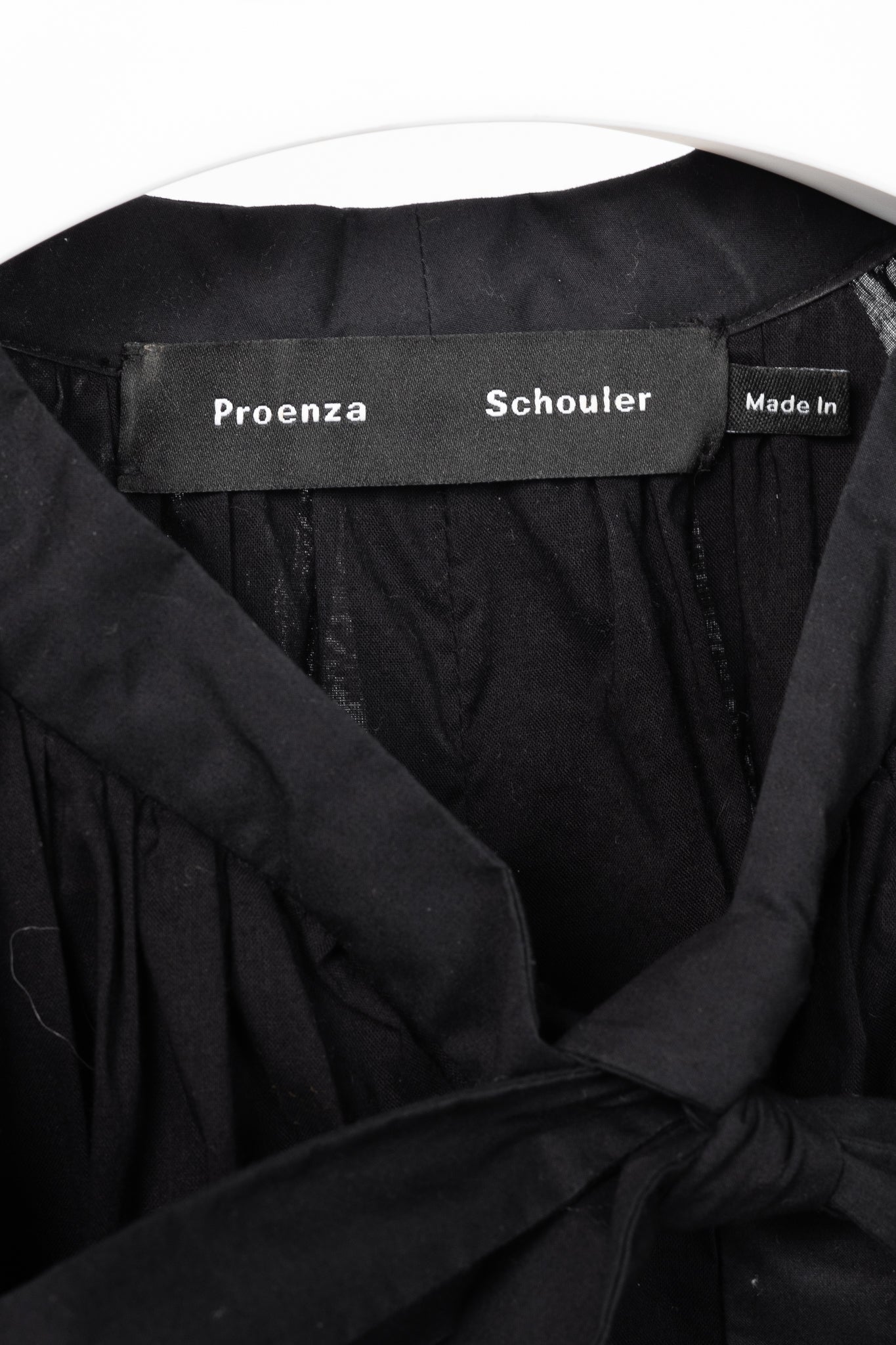 Proenza Schouler Black Poplin Buttoned Waist-Tie Midi Dress
