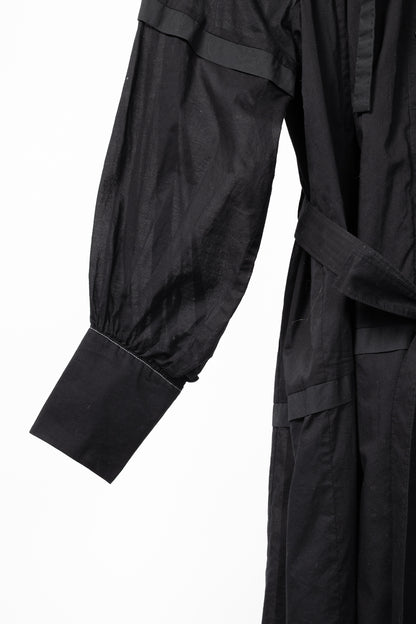 Proenza Schouler Black Poplin Buttoned Waist-Tie Midi Dress