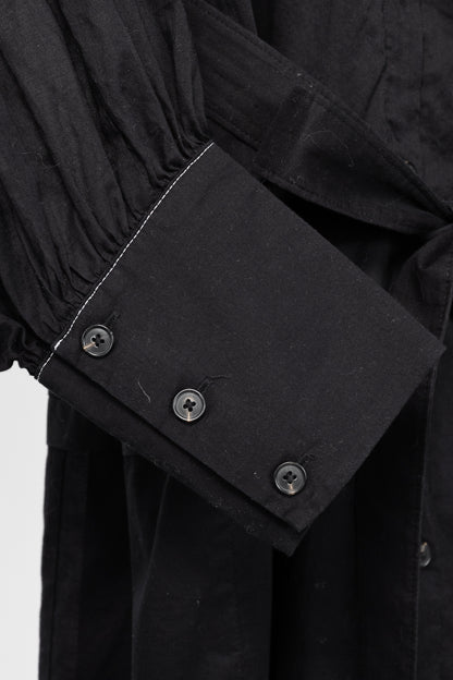 Proenza Schouler Black Poplin Buttoned Waist-Tie Midi Dress