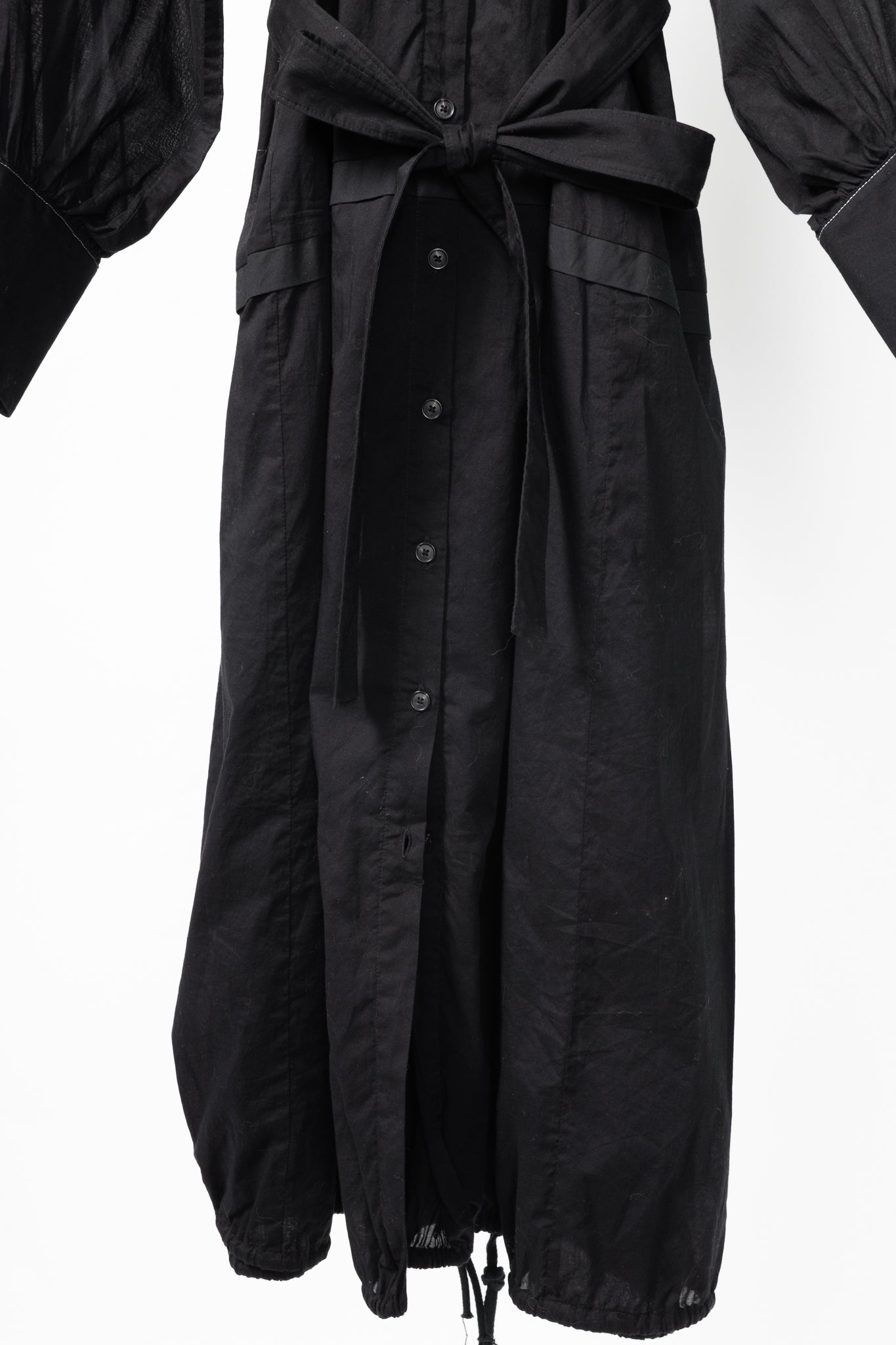 Proenza Schouler Black Poplin Buttoned Waist-Tie Midi Dress