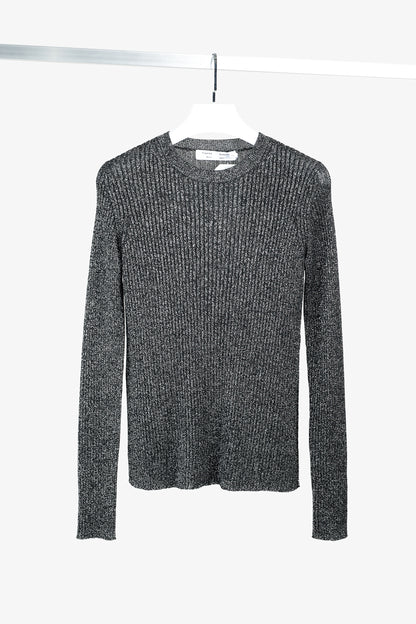 Proenza Schouler White Label Black & Silver Lurex Ribbed-Knit Sweater