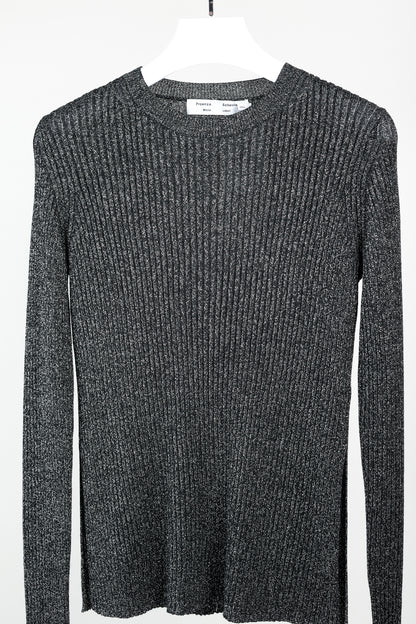Proenza Schouler White Label Black & Silver Lurex Ribbed-Knit Sweater