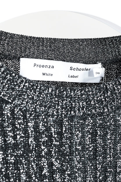 Proenza Schouler White Label Black & Silver Lurex Ribbed-Knit Sweater