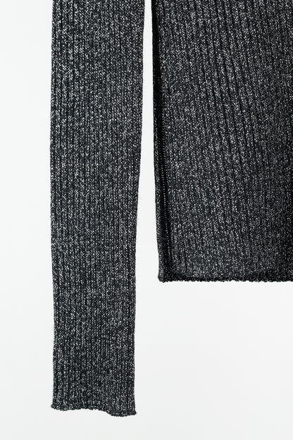 Proenza Schouler White Label Black & Silver Lurex Ribbed-Knit Sweater