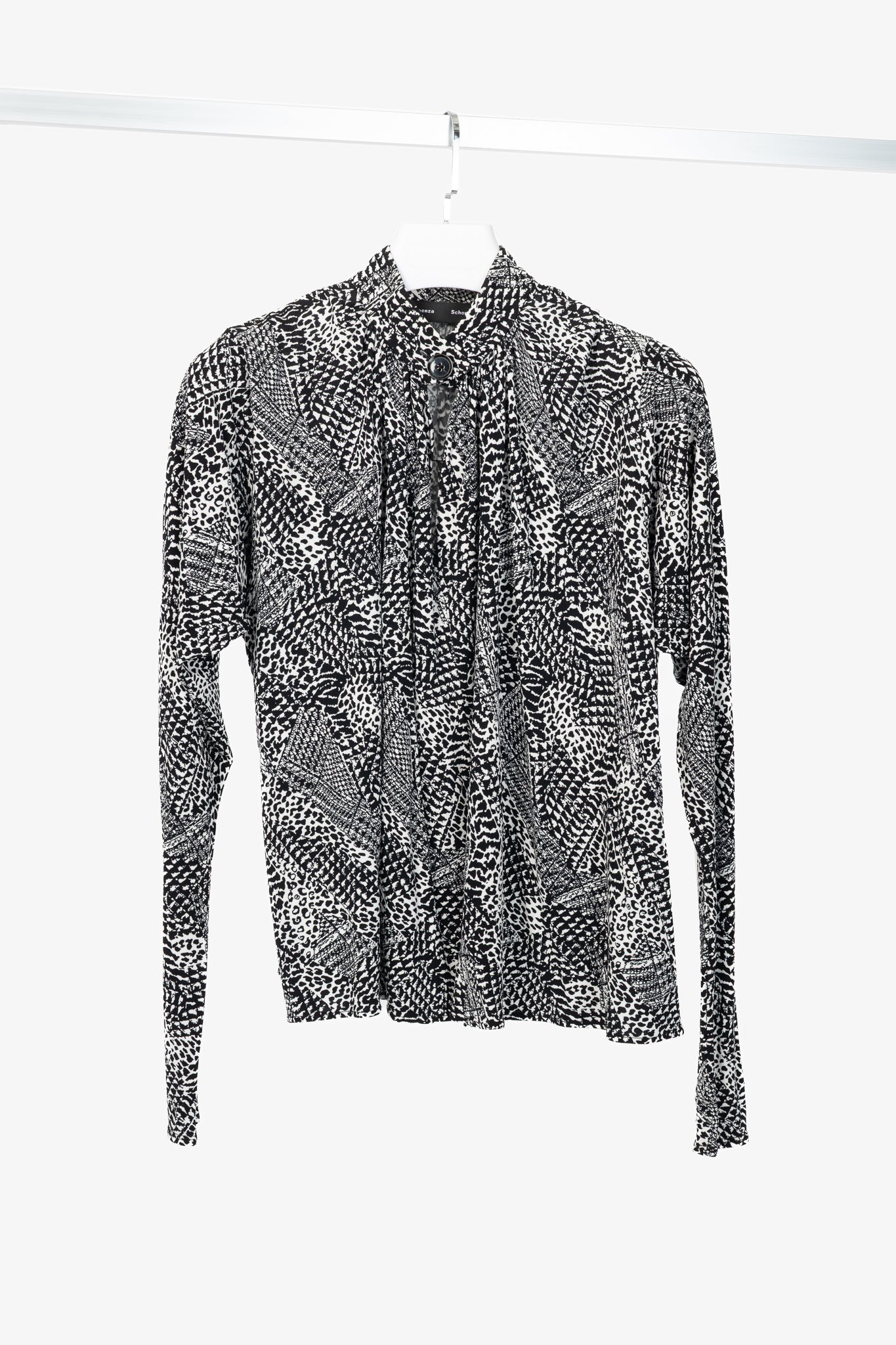 Proenza Schouler Black & White Mixed-Print Jersey Top