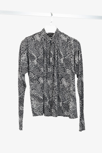 Proenza Schouler Black & White Mixed-Print Jersey Top