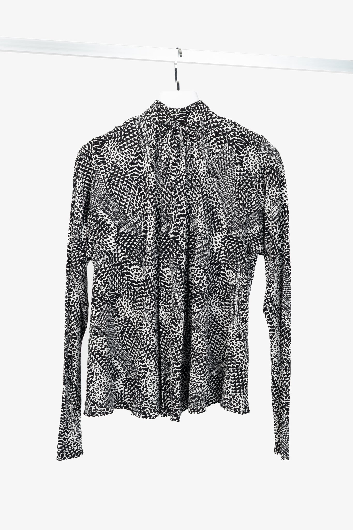 Proenza Schouler Black & White Mixed-Print Jersey Top