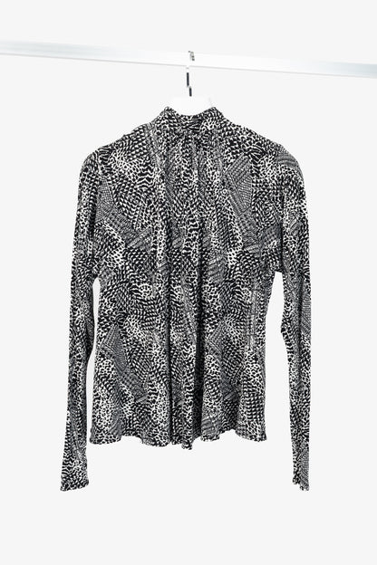 Proenza Schouler Black & White Mixed-Print Jersey Top
