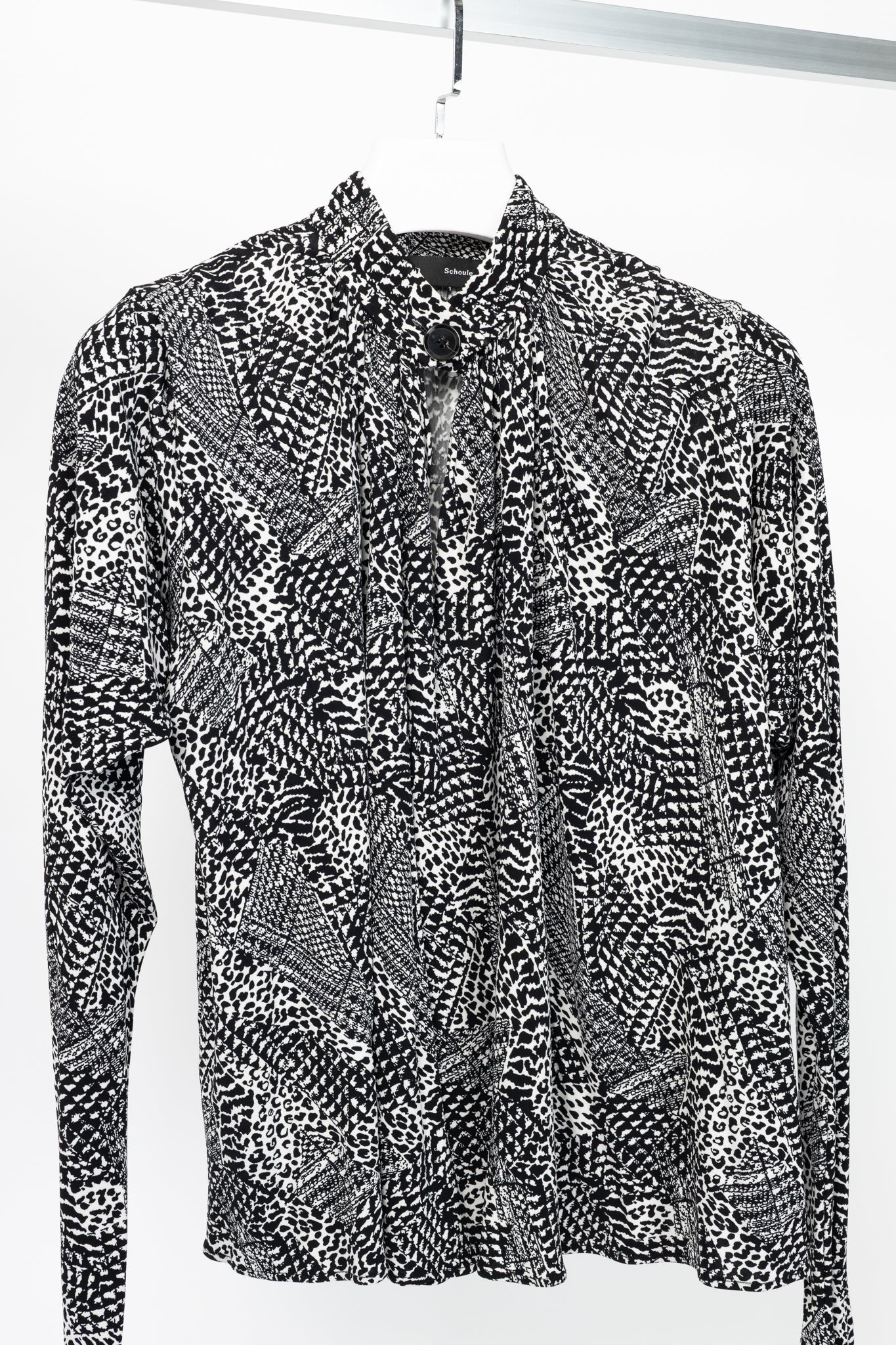 Proenza Schouler Black & White Mixed-Print Jersey Top