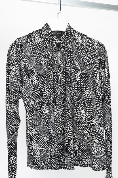 Proenza Schouler Black & White Mixed-Print Jersey Top