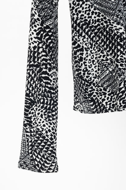 Proenza Schouler Black & White Mixed-Print Jersey Top