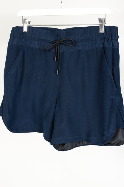 Public School SS/15 Runway Navy Silk Charmeuse Boxer Shorts