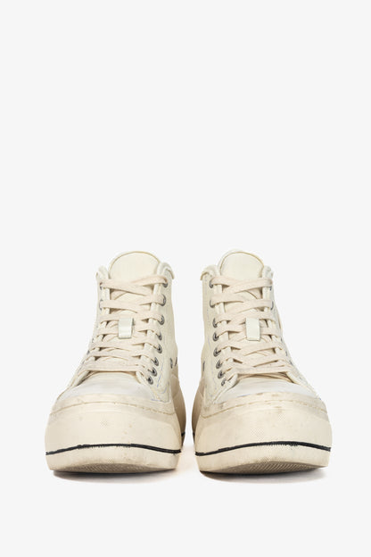 R13 Kurt Ecru Canvas Lace-Up Platform High-Top Sneakers
