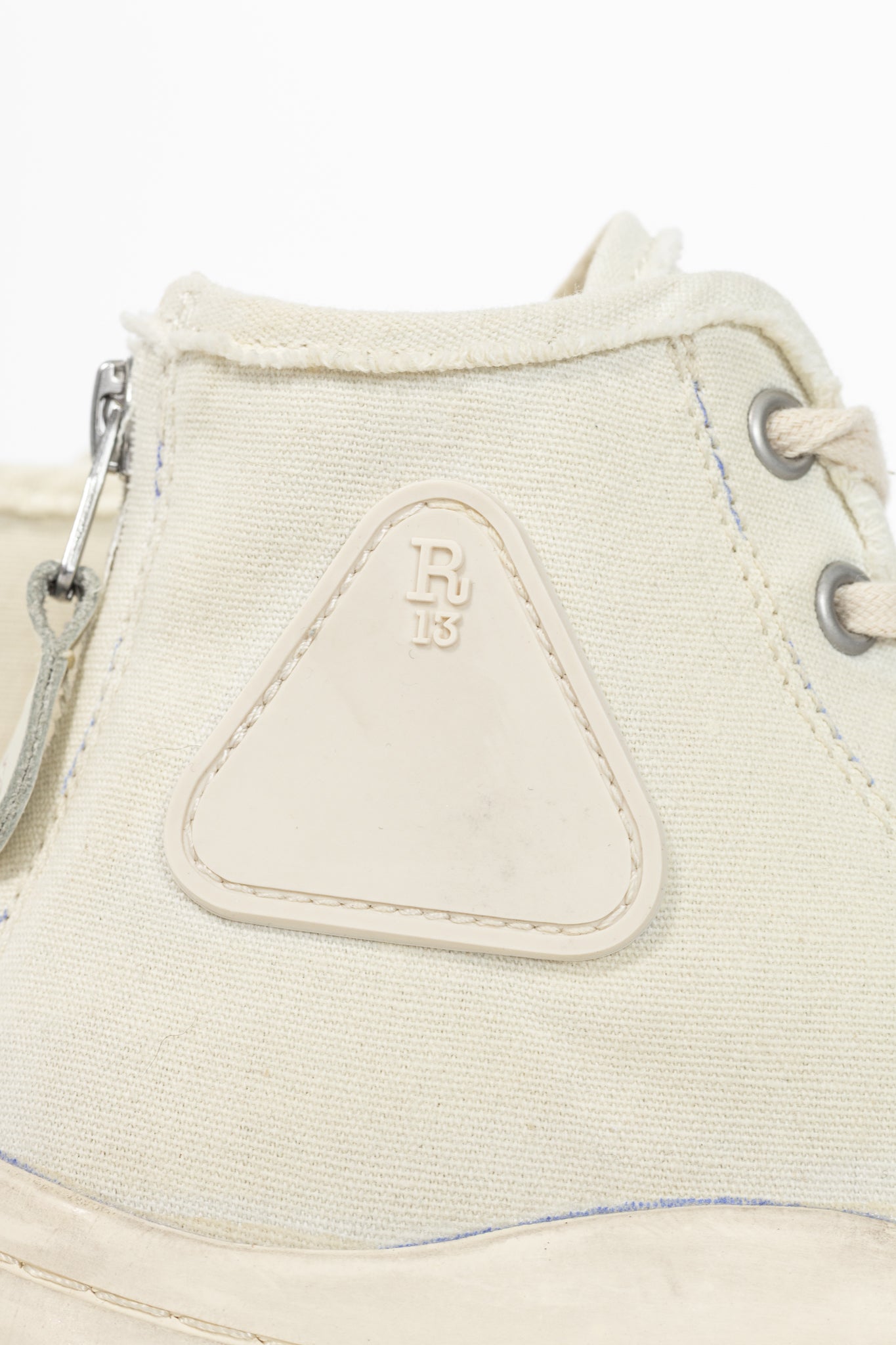 R13 Kurt Ecru Canvas Lace-Up Platform High-Top Sneakers