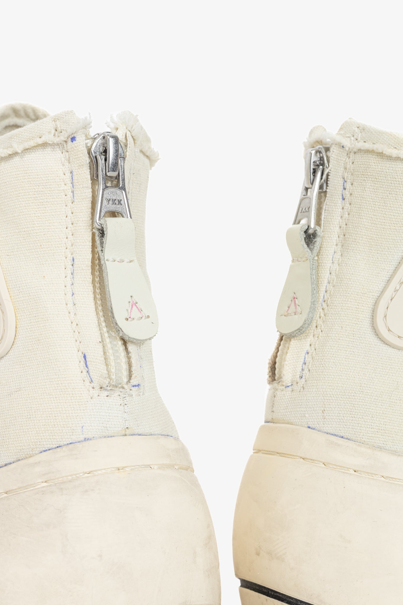 R13 Kurt Ecru Canvas Lace-Up Platform High-Top Sneakers