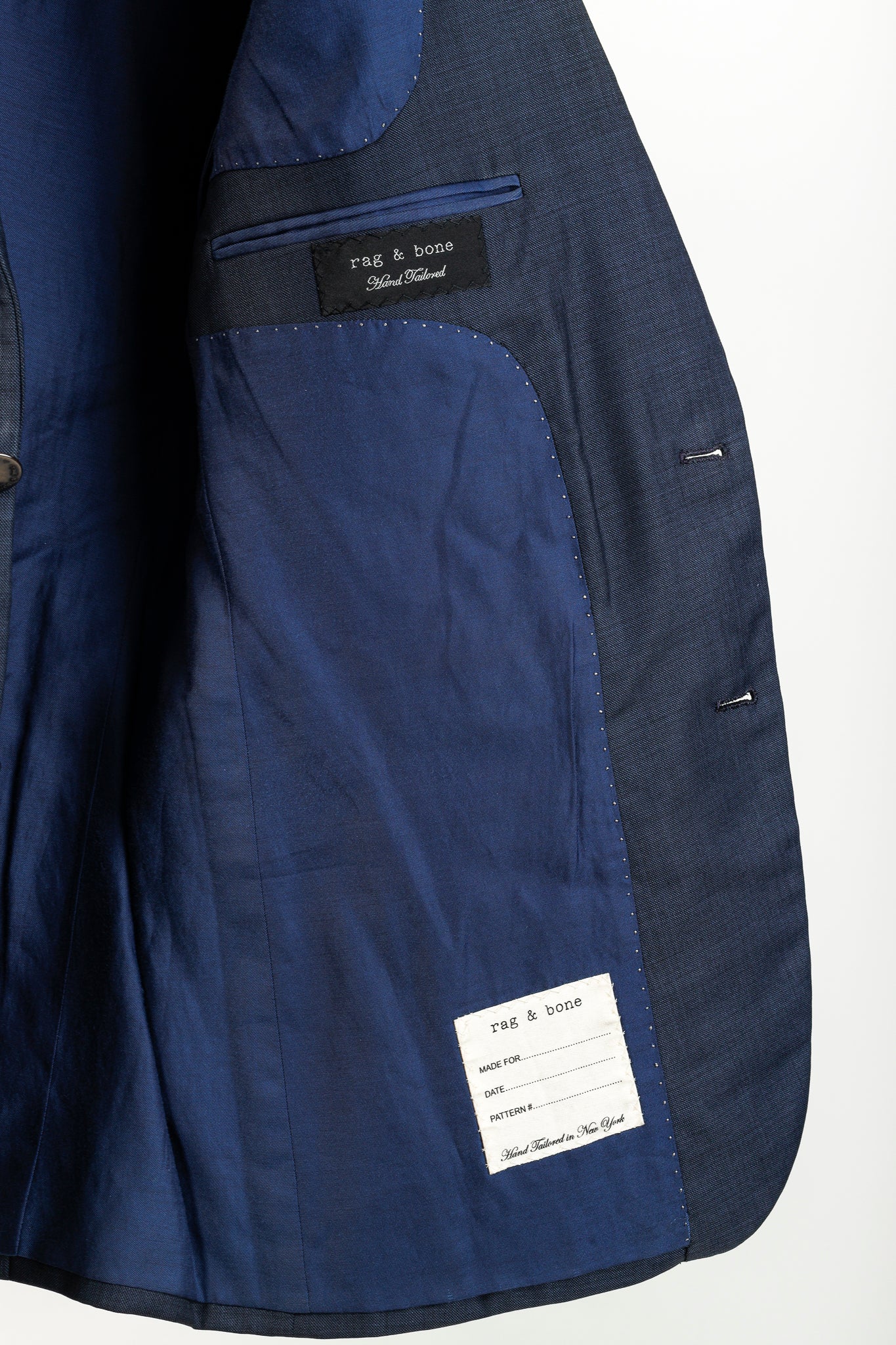 Rag & Bone Navy Blue Wool-Suiting Tailored Blazer