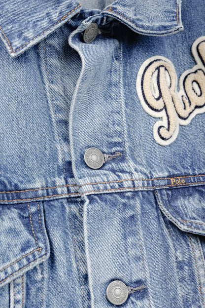 Polo Denim & Supply Ralph Lauren Blue Distressed Patch Denim Trucker Jacket