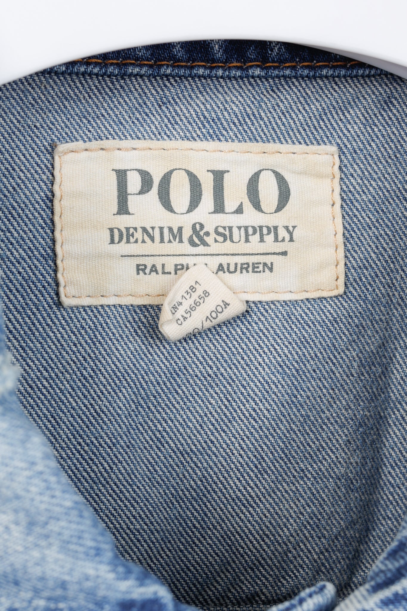 Polo Denim & Supply Ralph Lauren Blue Distressed Patch Denim Trucker Jacket