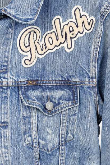 Polo Denim & Supply Ralph Lauren Blue Distressed Patch Denim Trucker Jacket