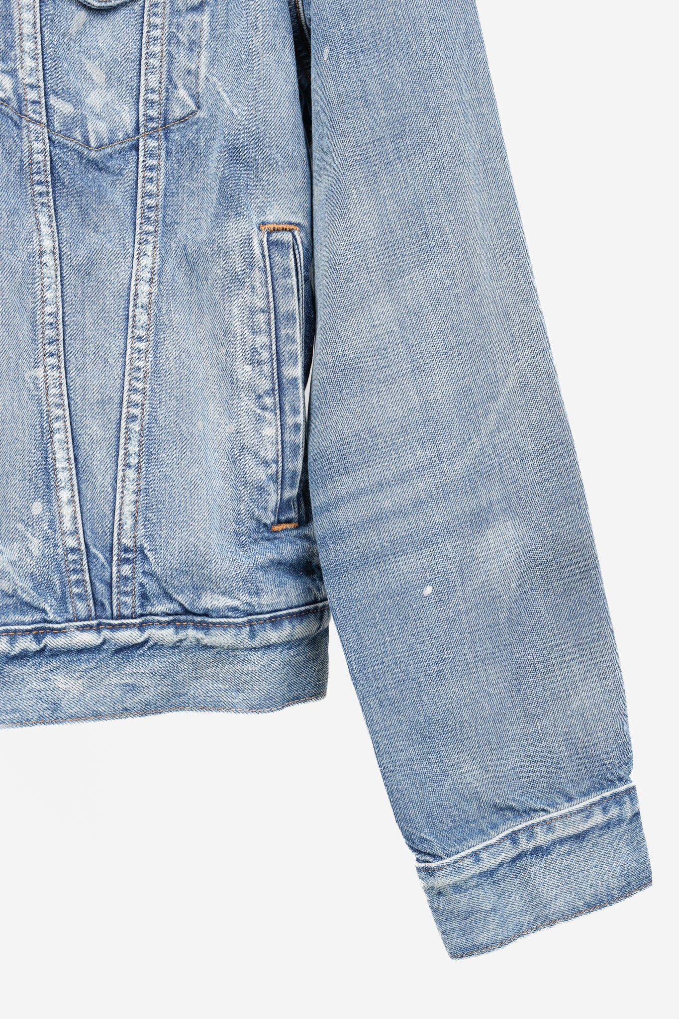 Polo Denim & Supply Ralph Lauren Blue Distressed Patch Denim Trucker Jacket