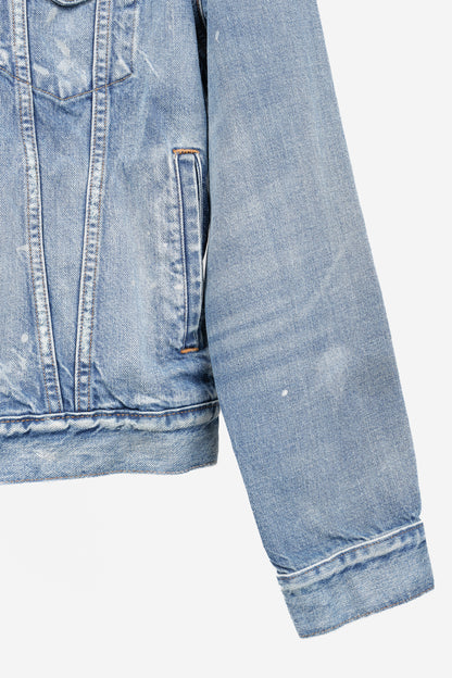 Polo Denim & Supply Ralph Lauren Blue Distressed Patch Denim Trucker Jacket