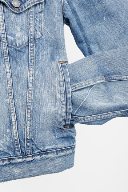 Polo Denim & Supply Ralph Lauren Blue Distressed Patch Denim Trucker Jacket