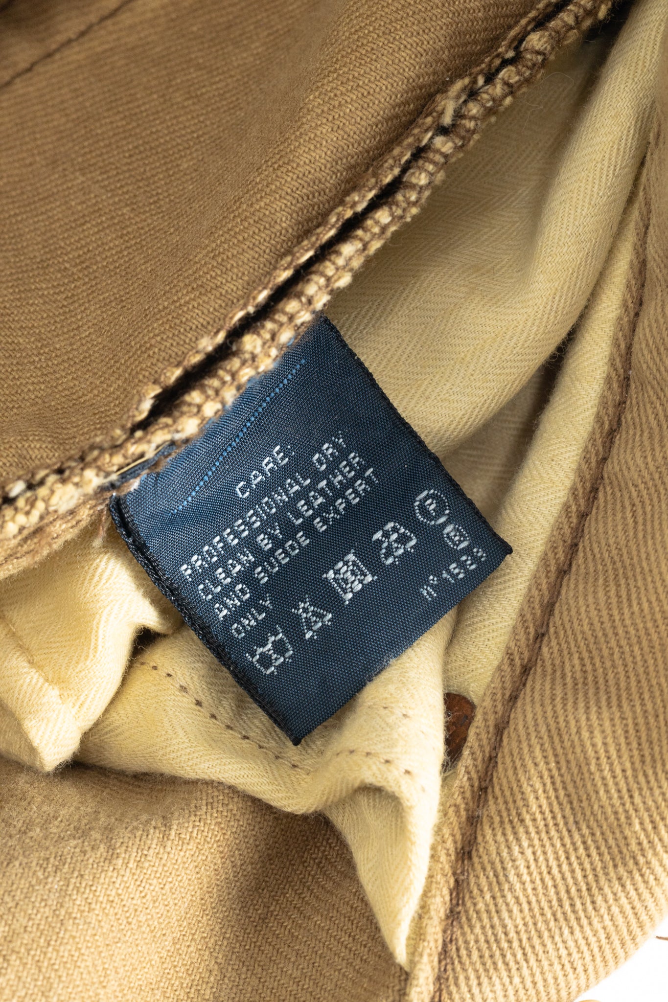 Ralph Lauren Tan Distressed Cotton Leather-Trim Jeans