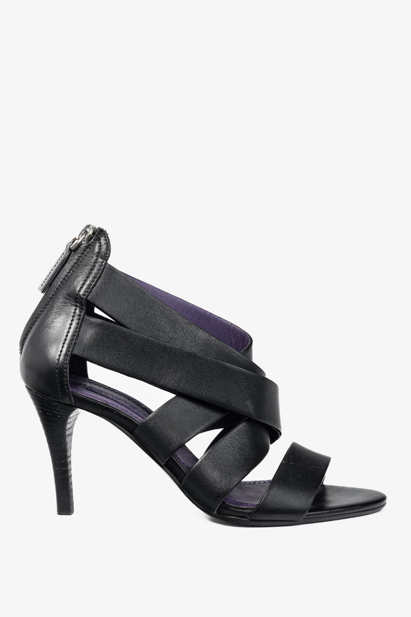 Ralph Lauren Collection Ardina II Black Strappy Leather Sandals
