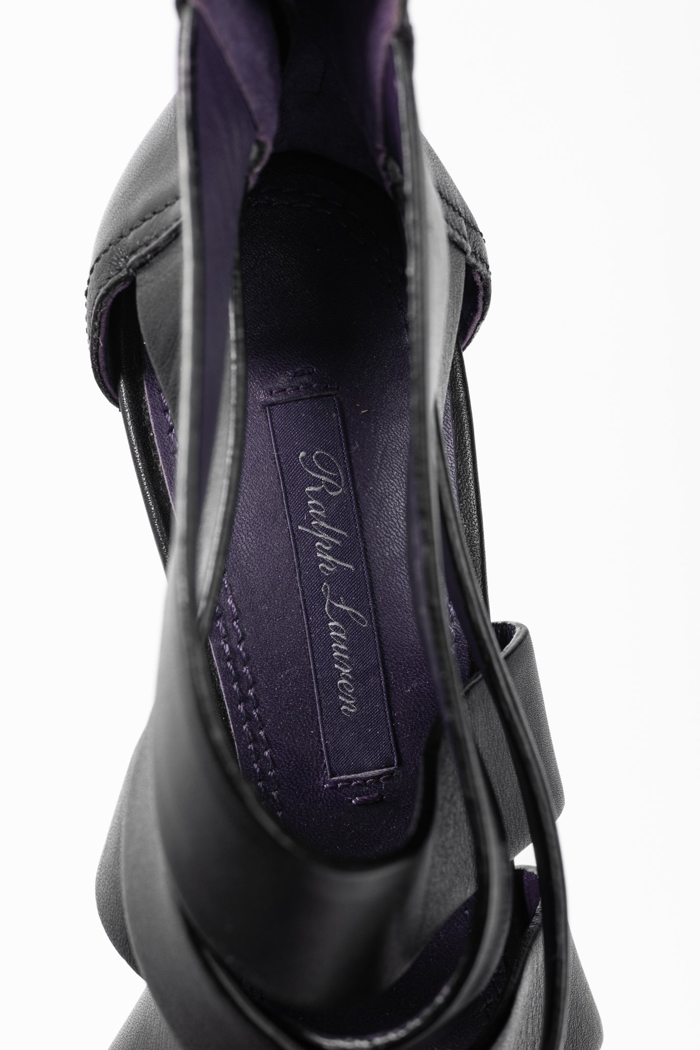 Ralph Lauren Collection Ardina II Black Strappy Leather Sandals