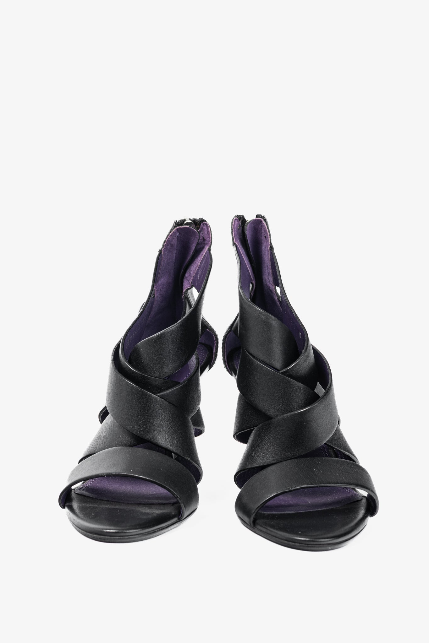 Ralph Lauren Collection Ardina II Black Strappy Leather Sandals
