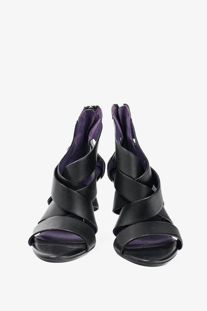 Ralph Lauren Collection Ardina II Black Strappy Leather Sandals