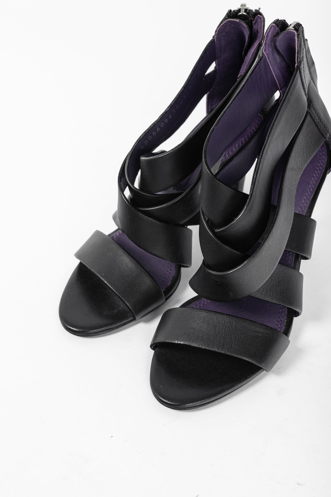 Ralph Lauren Collection Ardina II Black Strappy Leather Sandals