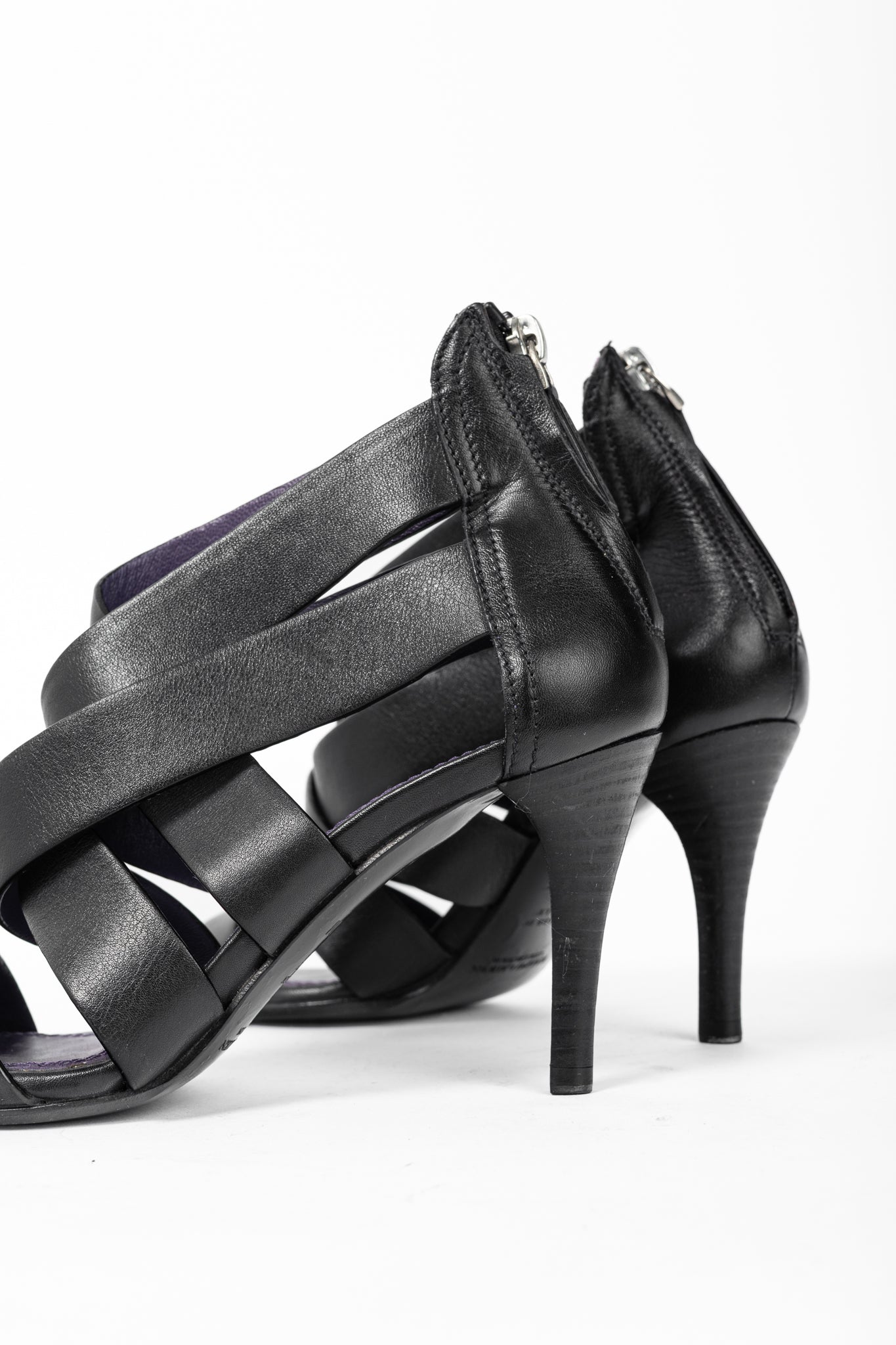 Ralph Lauren Collection Ardina II Black Strappy Leather Sandals