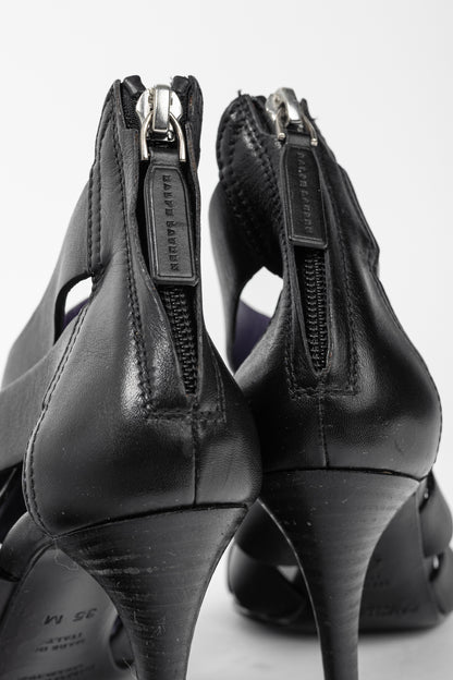 Ralph Lauren Collection Ardina II Black Strappy Leather Sandals
