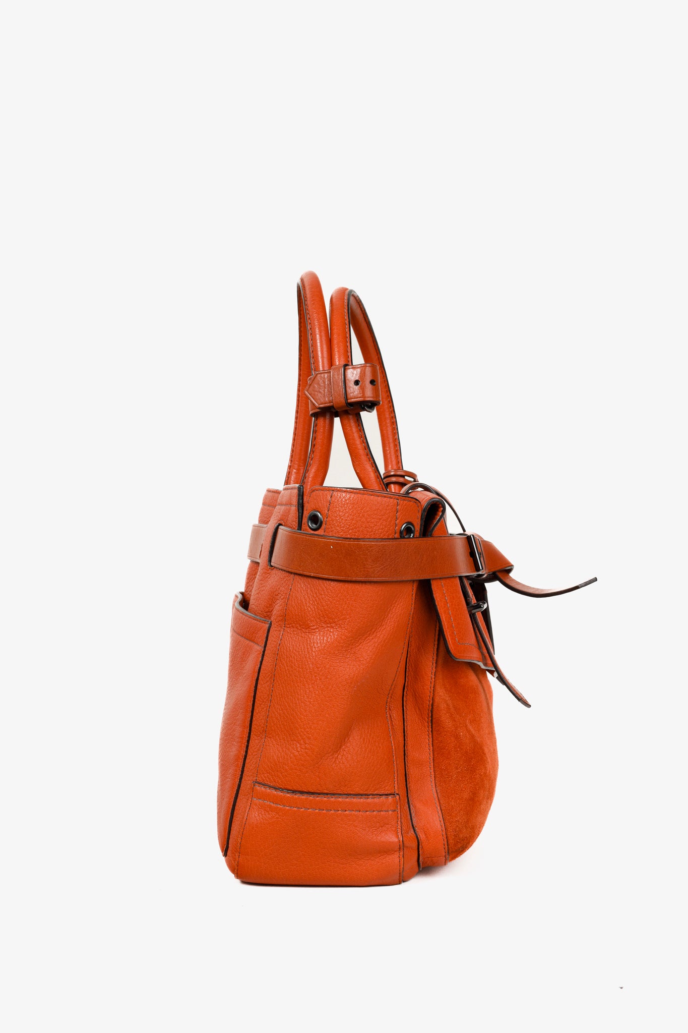 Reed Krakoff Orange Leather Suede Belted Tote Bag