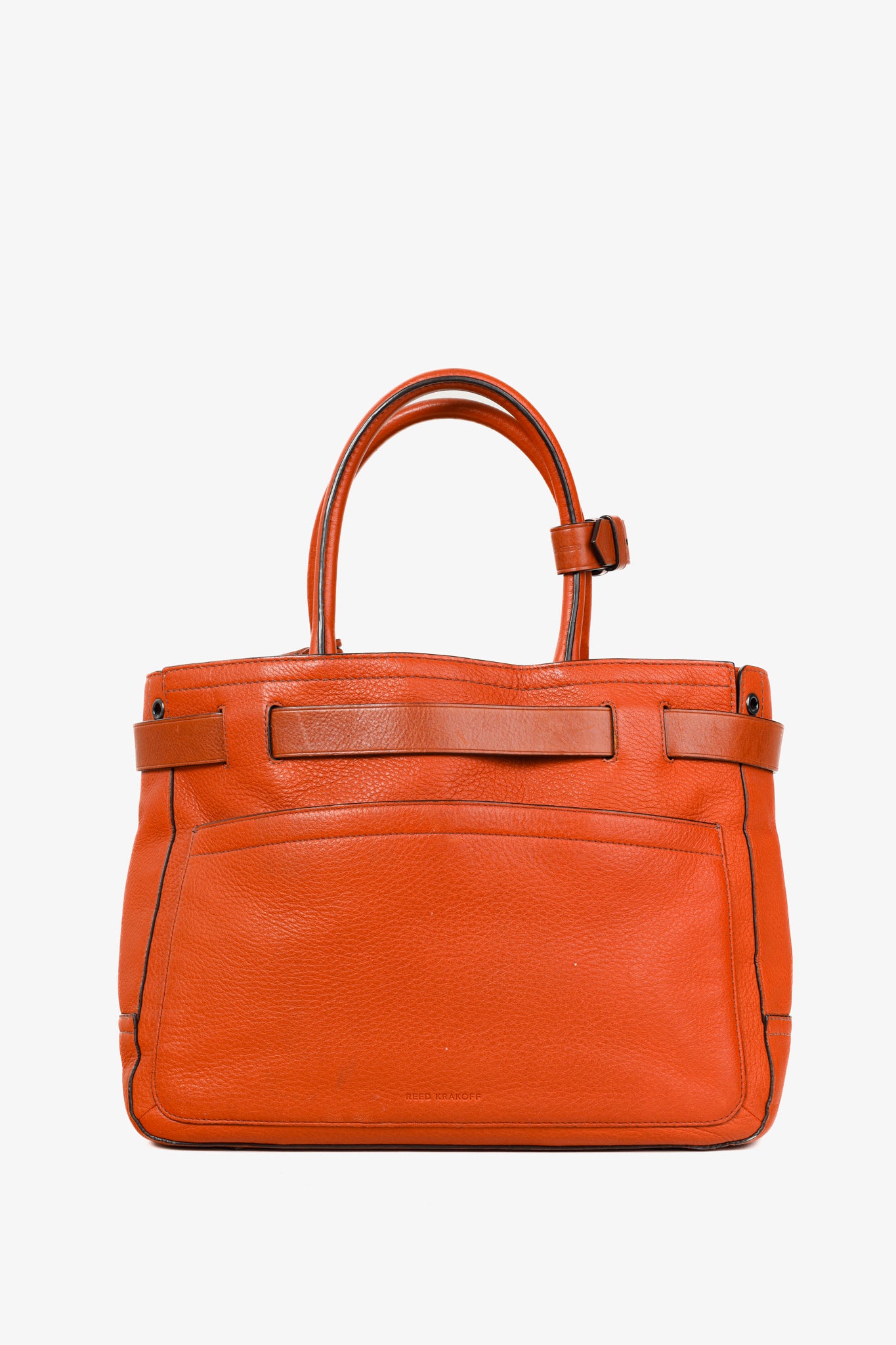 Reed Krakoff Orange Leather Suede Belted Tote Bag