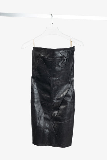 Rick Owens "Luxor" FW/23 Black Coated Strapless Bustier Mini Dress
