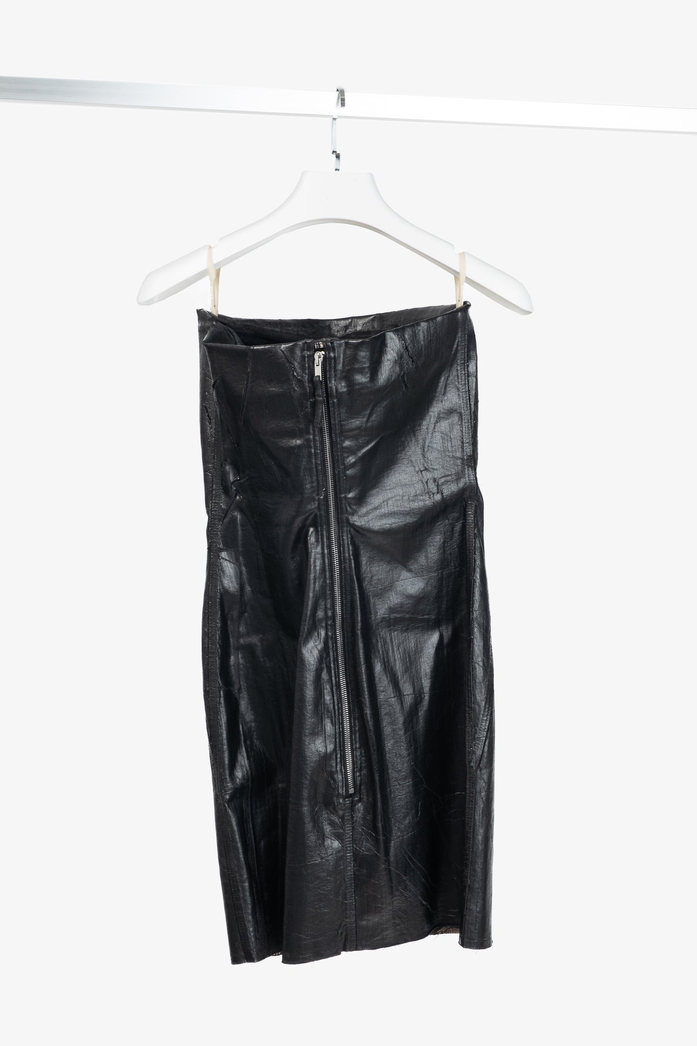 Rick Owens "Luxor" FW/23 Black Coated Strapless Bustier Mini Dress
