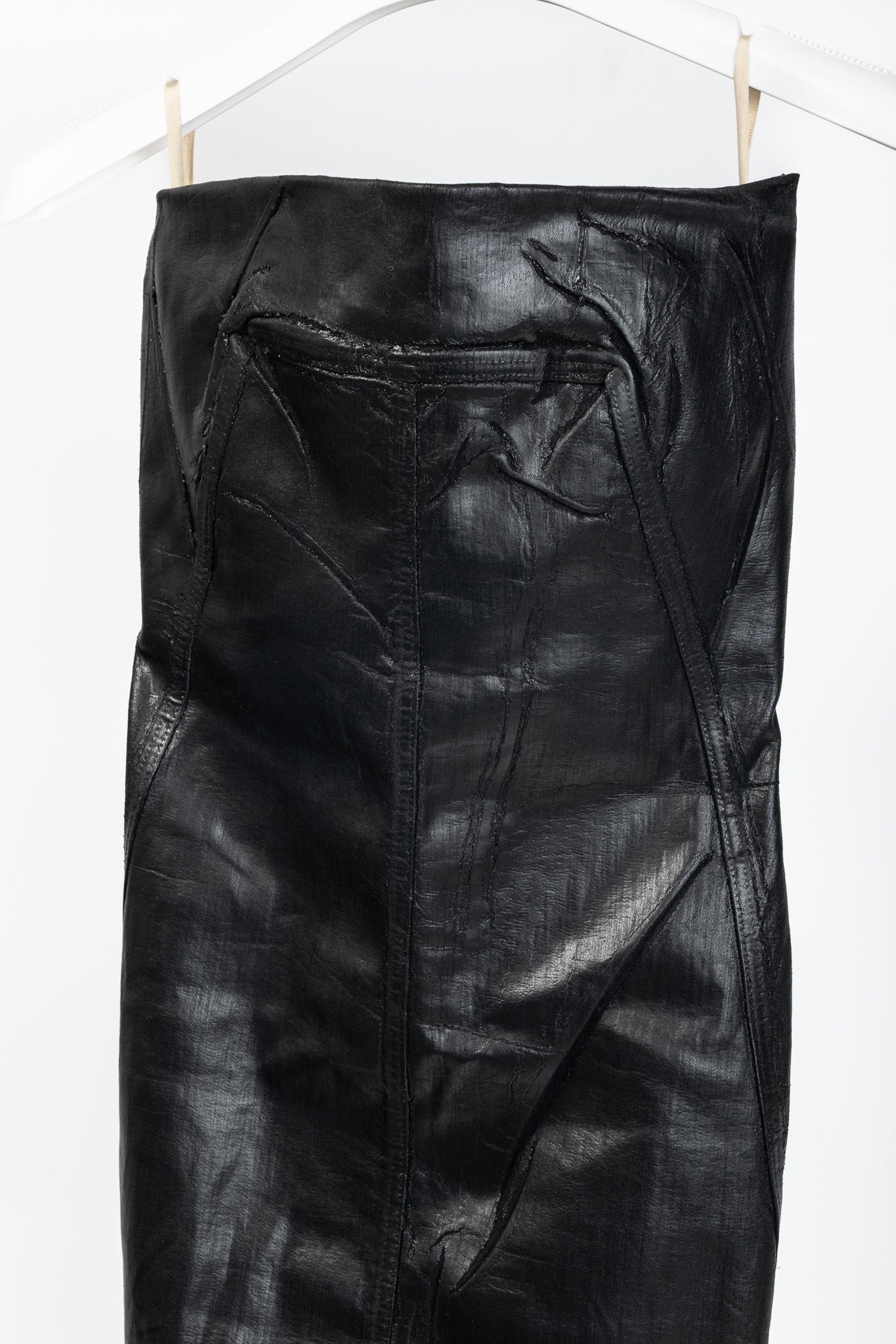Rick Owens "Luxor" FW/23 Black Coated Strapless Bustier Mini Dress