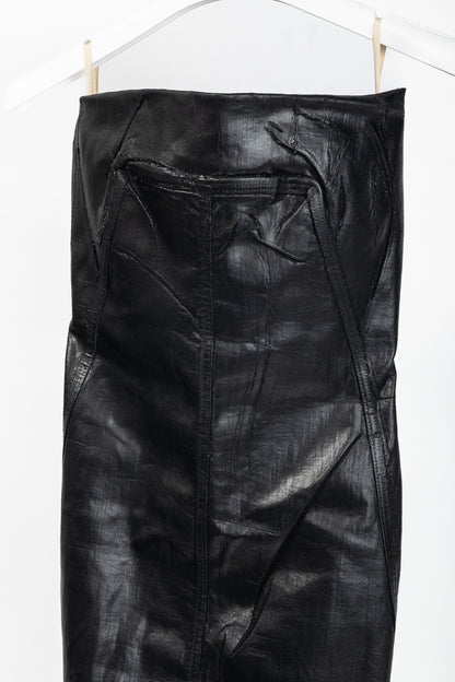 Rick Owens "Luxor" FW/23 Black Coated Strapless Bustier Mini Dress